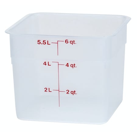 Cambro Cambro - Square Food Container, 6 Quart, 8-3/8 x 8-3/8 x 7-1/4, Translucent, PK6 6SFSPP190